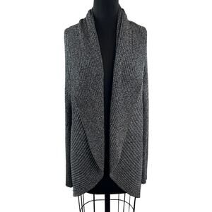 J'envie New York Black White Cardigan Sweater Knit Open Front Shawl Neck O/S 1Sz